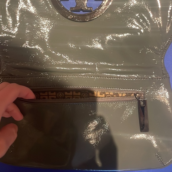 Tory Burch grey/silver metallic clutch. - Picture 7 of 8